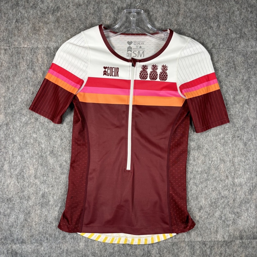 Coer Women’s Maroon Pineapple-Accent Cycling Jersey
